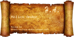 Holics Andor névjegykártya