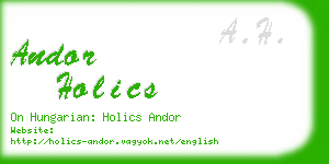 andor holics business card